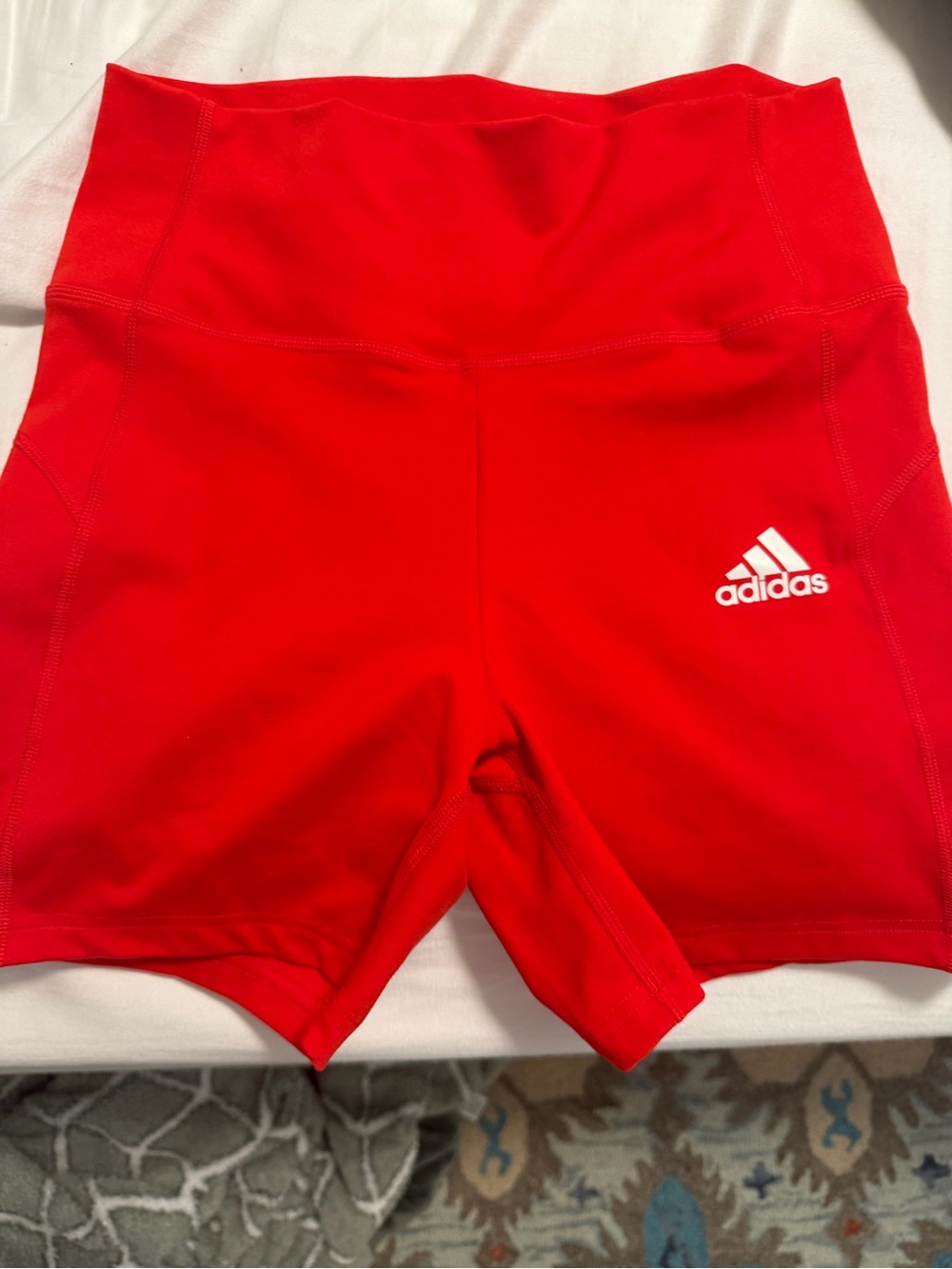 adidas Red High-Rise Bike Shorts with Logo